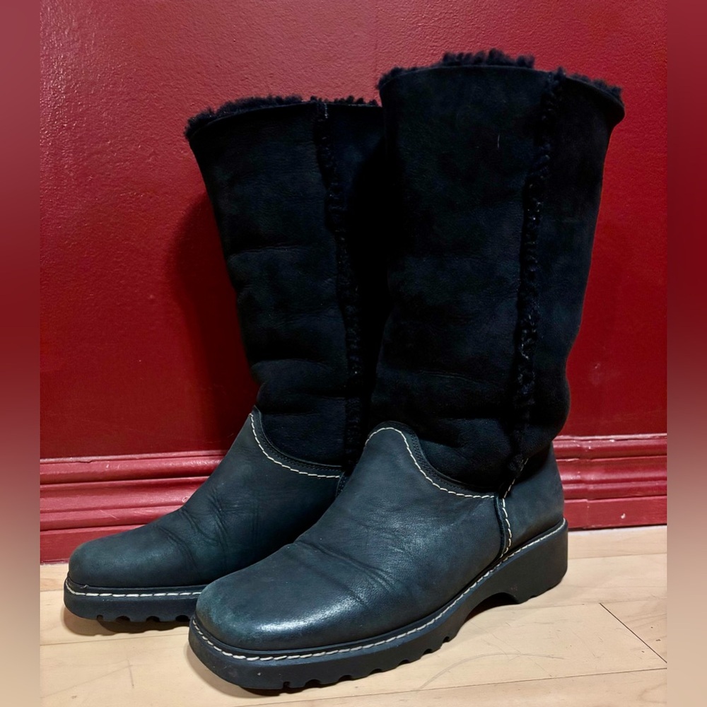 La Canadienne Boots Women’s Size 8 Black Leather Suede Shearling Lined Winter
